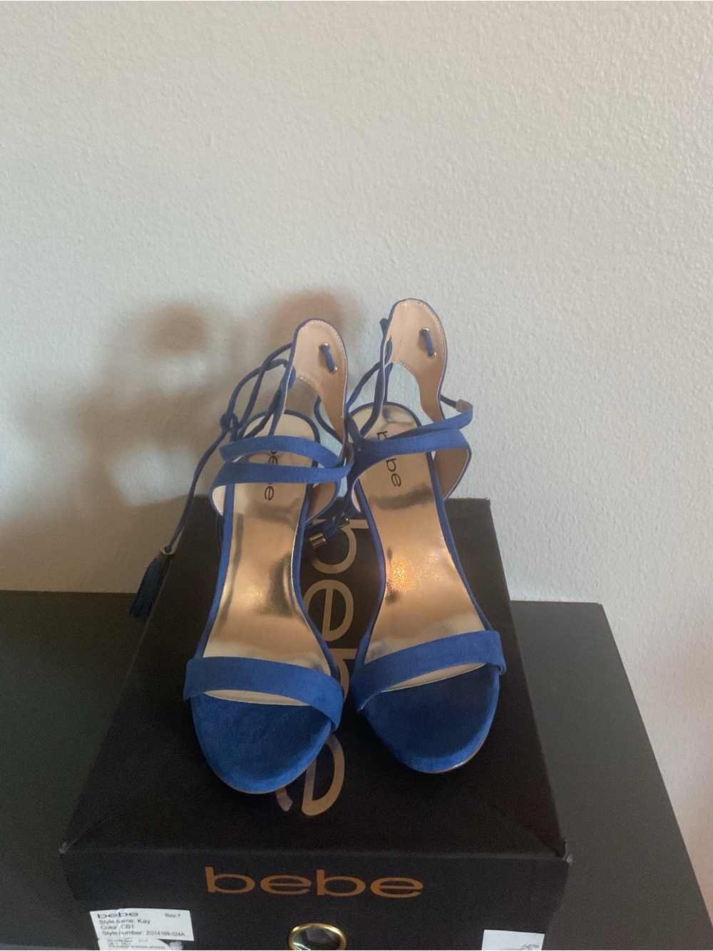 Bebe Royal Blue Strappy High Heel Sandals